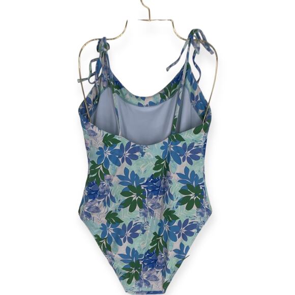 Xirena Orion Blue Sail Tropical Floral One Piece Shoulder Tie Swimsuit Medium - Picture 7 of 14